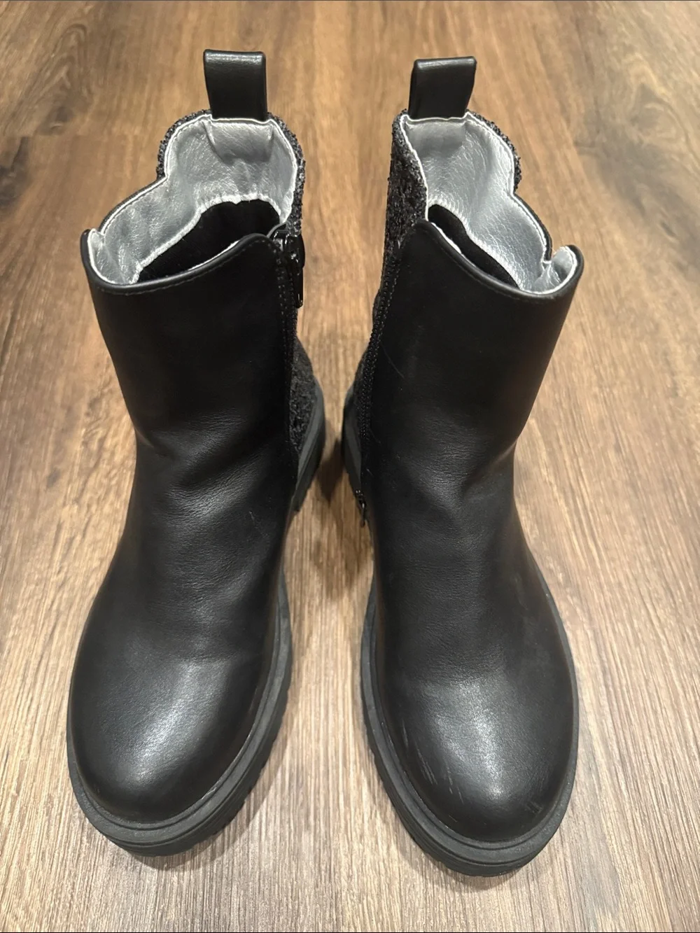 Kids' Black Chelsea-Style Leather Boots